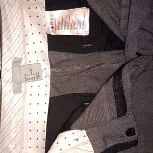 Gray and Black Polka Dot Lined Pants